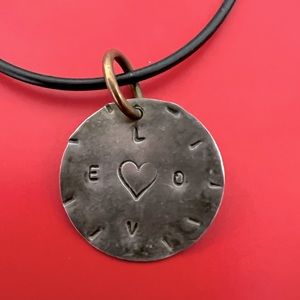 Hand Stamped Love necklace 🖤